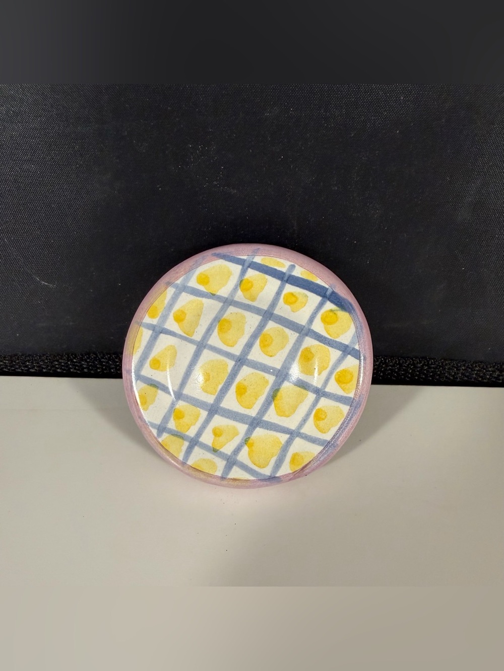 Vintage Mackenzie Childs Luscomb Round Ceramic Door Knob/Drawer Pull 2.25”